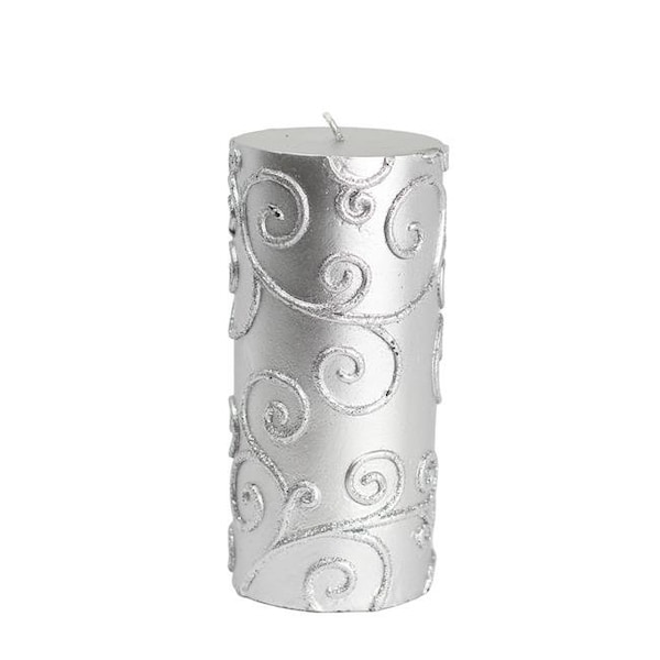 Jeco Jeco CPZ-070 3 x 6 in. Scroll Pillar Candle; Silver CPZ-070 - main
